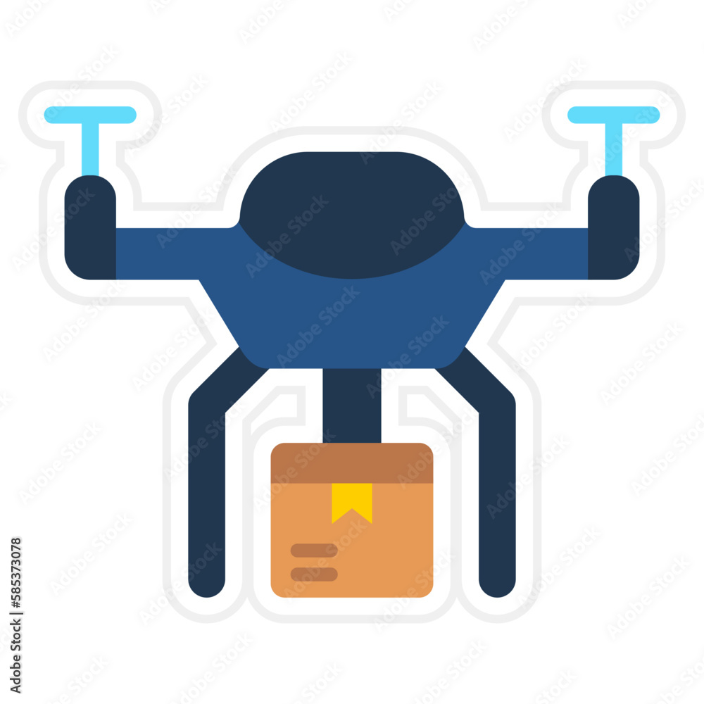 Drone Delivery Sticker Icon Drone Delivery Sticker Icon
