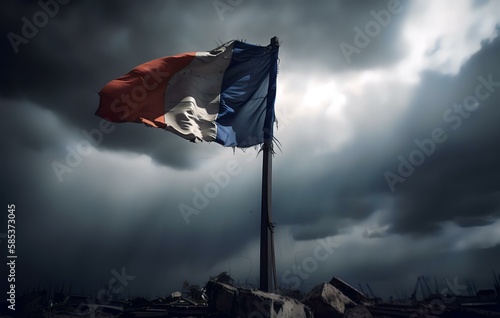 Tattered French Flag Triumphs (AI Generated)