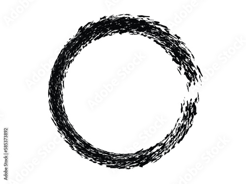 Grunge circle made of black paint.Grunge circle made with art brush.Grunge big frame made with black paint.