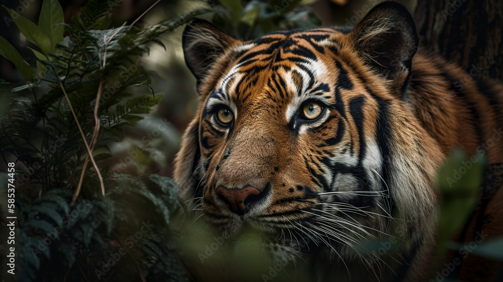 A stunning portrait of a tiger, Generative AI