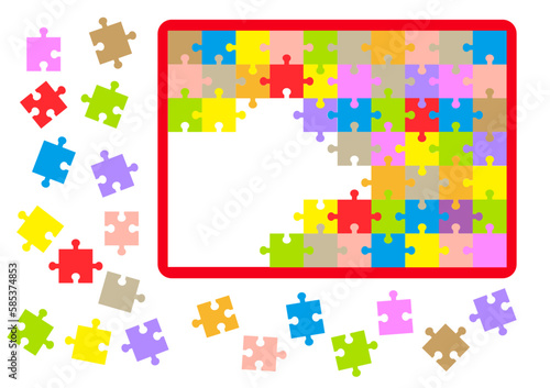 作りかけのカラフルなジグソーパズル