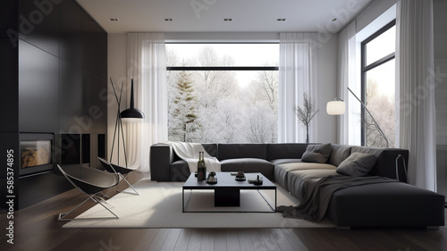 Modern living room interior  Generative AI
