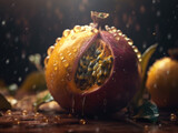 Beautiful organic background of freshly picked passion fruit created with Generative AI technology