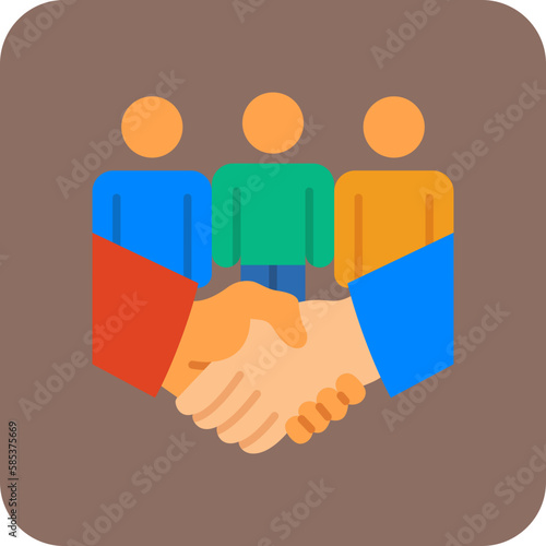 Teamwork Multicolor Round Corner Flat Icon
