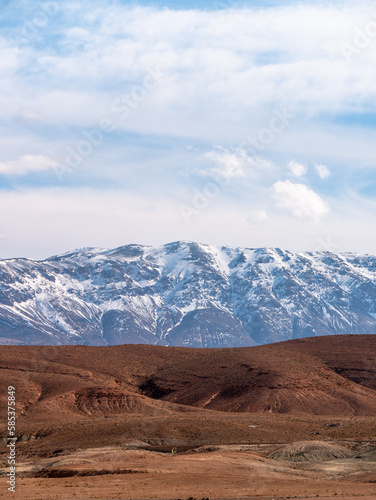 Stunning mountain scenery in the High Atlas Moutains near Midelt, Morocco during the winter - Portrait shot