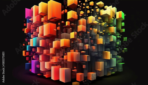 Colorful Cube background Abstract cube background.Generative AI.
