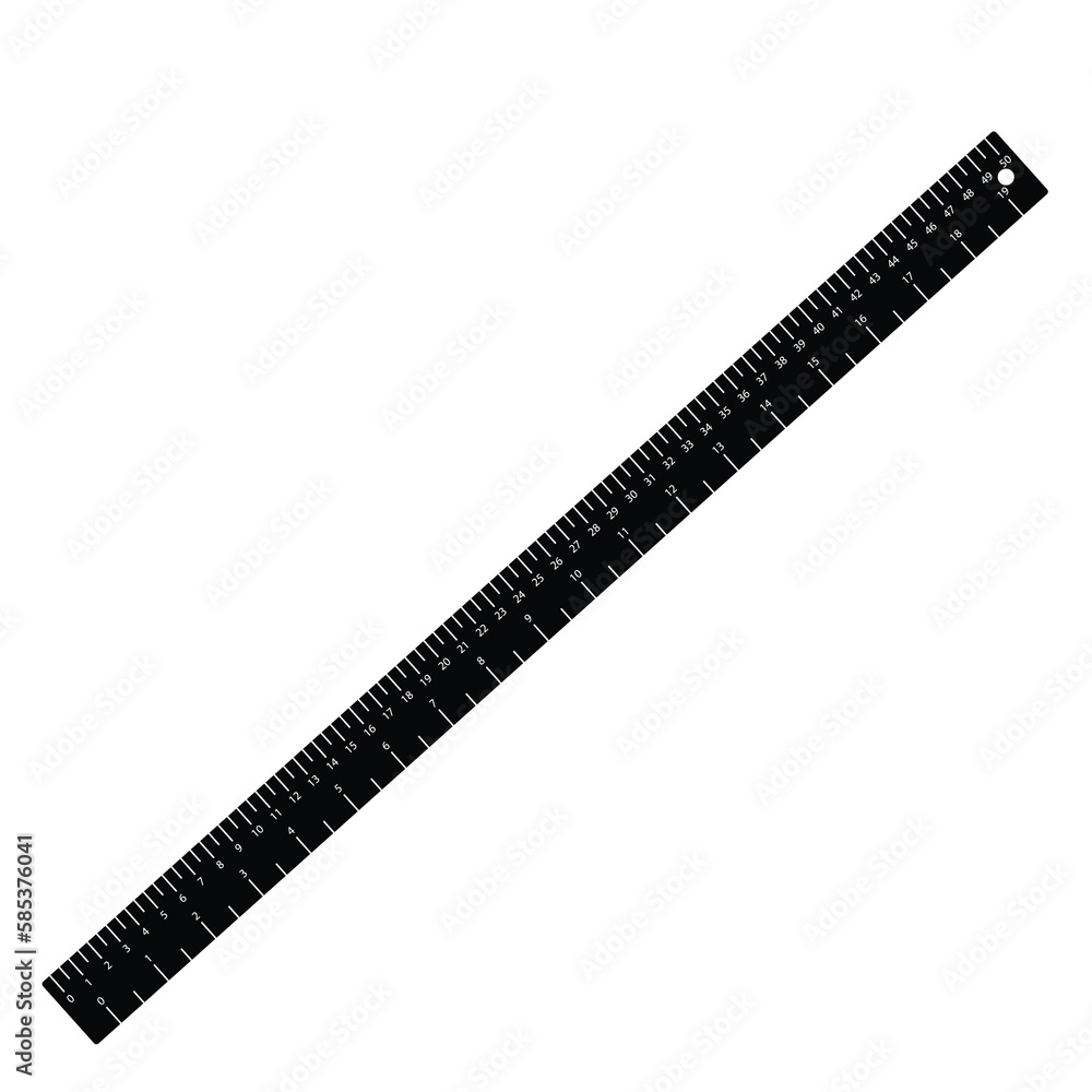 Ruler for sewing silhouette flat illustration vector isolated on white background. Ruler black and white  icon for sewing concept. Tool for tailors.