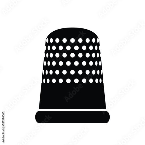 Sewing thimble silhouette flat illustration vector isolated on white background. Finger protector black and white item for sewing concept. Tool for tailors.