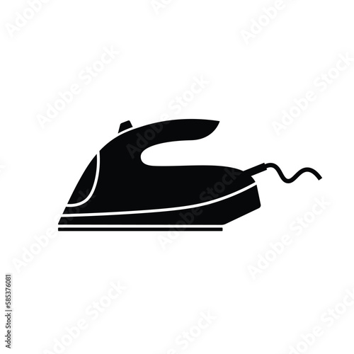 Steam iron silhouette flat illustration vector isolated on white background. Black and white icon for sewing concept. Tool for tailors. Iron icon.