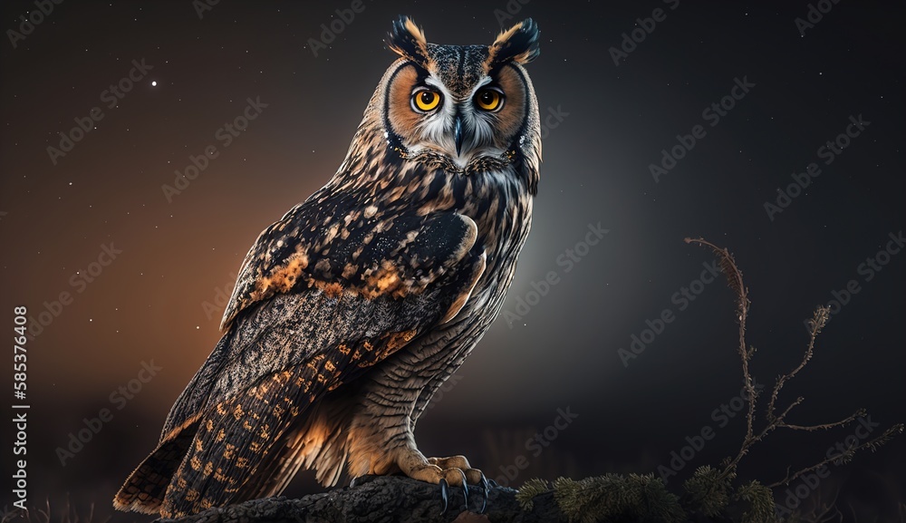 Great horned owl at night Great horned owl at night