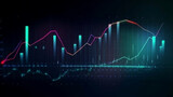 business economic charts with flashing effects, stock analysis, trading, cryptocurrencies, investments. generative ai
