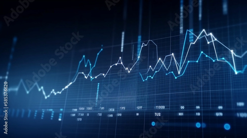 business economic charts with flashing effects, stock analysis, trading, cryptocurrencies, investments. generative ai 