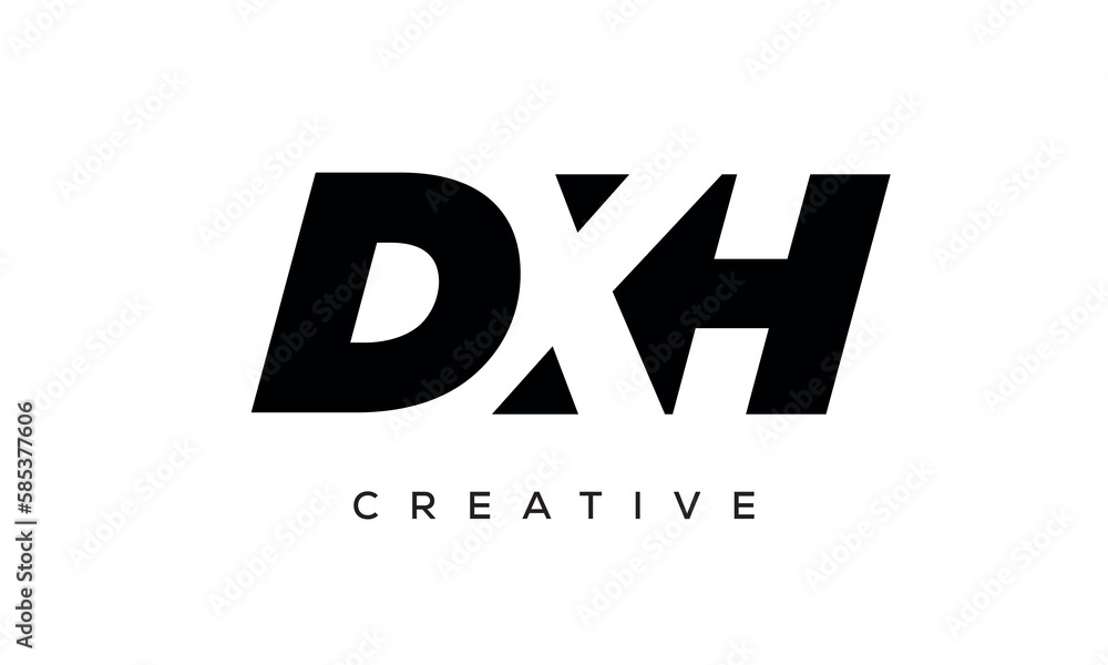 DXH letters negative space logo design. creative typography monogram vector DXH letters negative space logo design. creative typography monogram vector