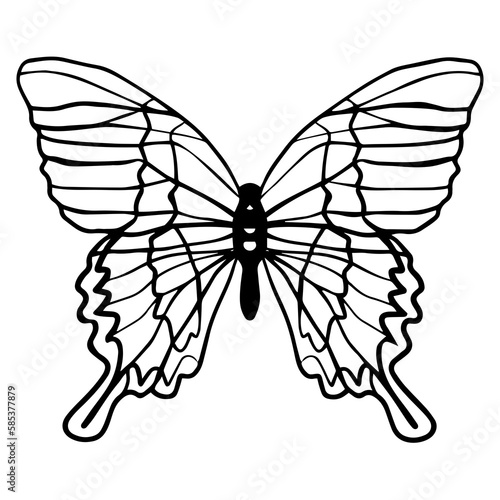 Decorative trendy graphic sketch of butterfly. Isolated graphic element of butterfly silhoette of Y2k aesthetic  © Irina Maister