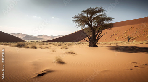 Sand desert in Namibia as African landscape concept (Generative AI)