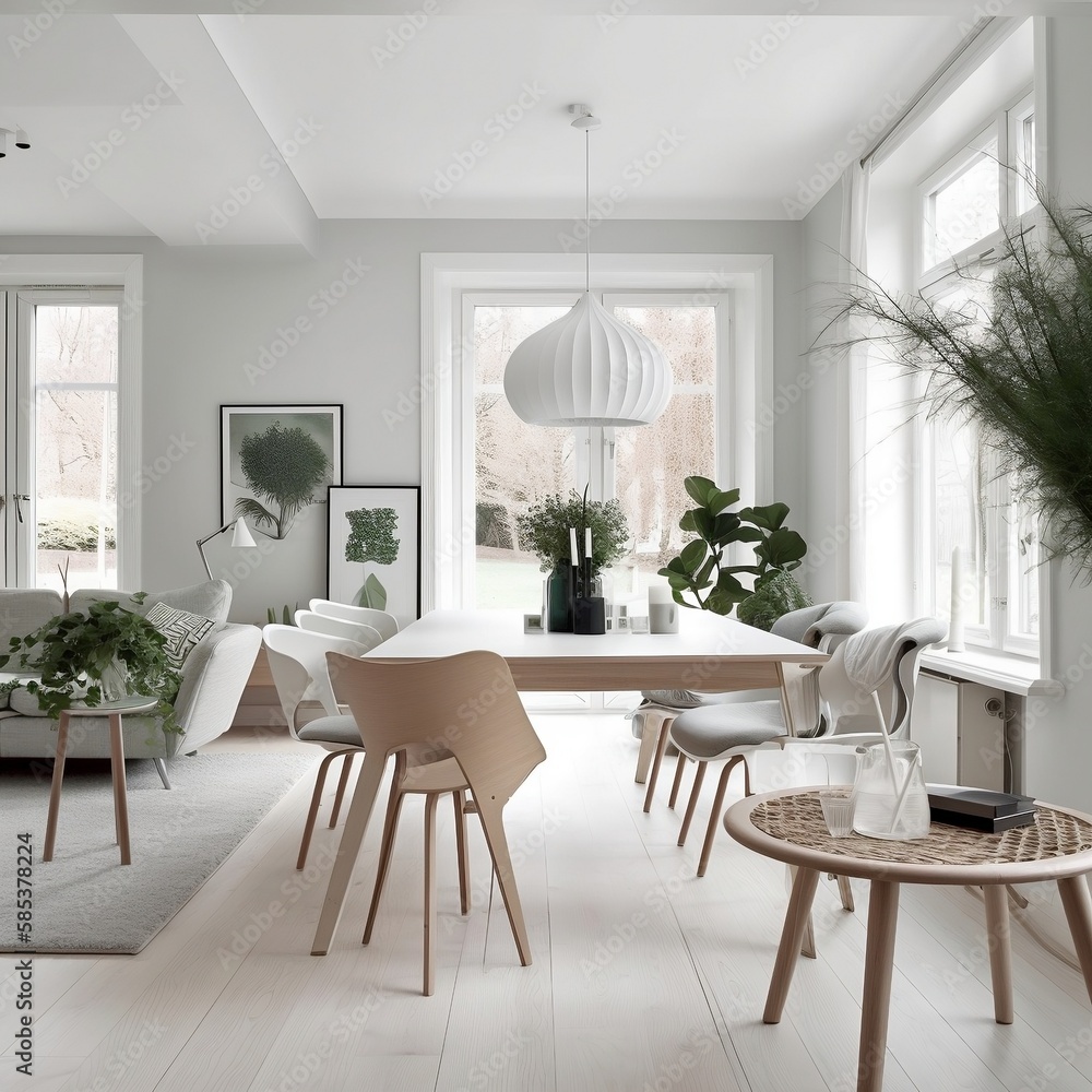 luxury Scandinavian living room, modern 