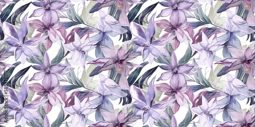 Laelia and Rosa, repeating pattern background, tropical leaves, abstract art design – created with generative AI
