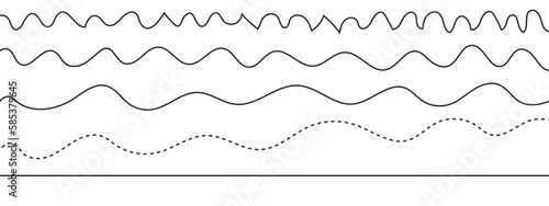 Deferent types of wave lines. Abstract some black and white wavy lines background.