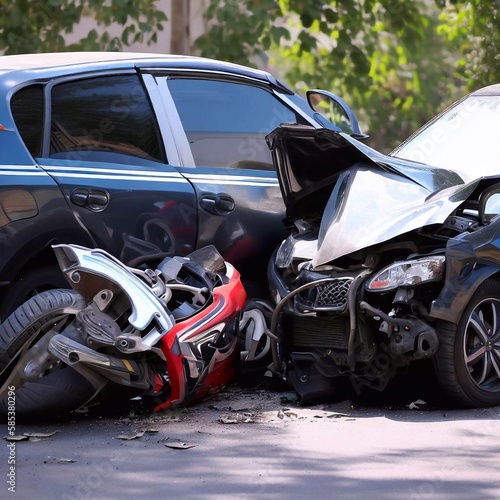 Car accident ensuring safety for yourself and other road users