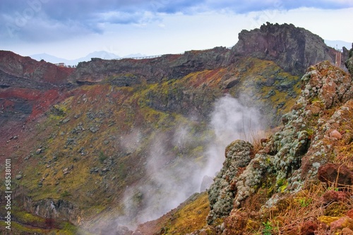 Crater of Mount Vesuvius, Naples, Italy - hiking trail view