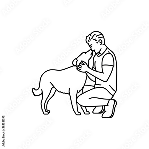  Animal volunteer black line icon. Pictogram for web page