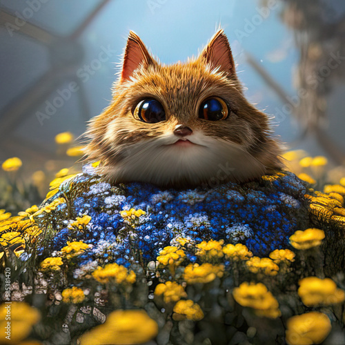 pltn style strybk gremlin cat spring creation fantasy sunlight flowers intricate detai