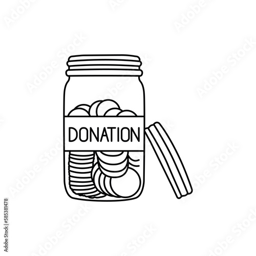 Donation money black line icon. Pictogram for web page