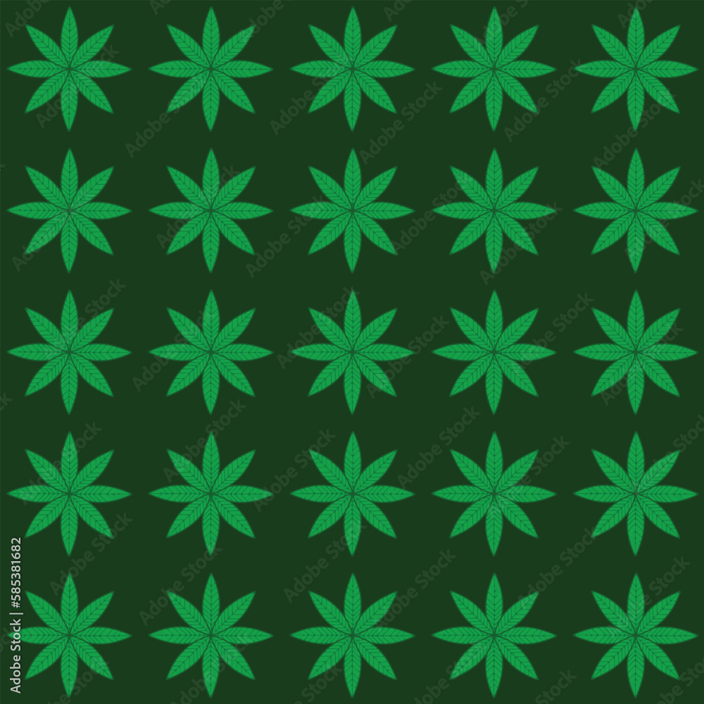 Seamless pattern with green leaves on a dark green background. Vector illustration Seamless pattern with green leaves on a dark green background. Vector illustration