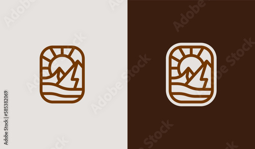 Mountain travel emblems. Camping outdoor adventure emblems, badges and logo patches. Mountain tourism, hiking. Universal creative premium symbol. Vector illustration