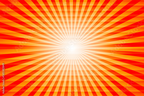 Orange and red concentration lines with a shiny blurred sphere on a striped background