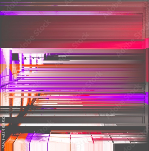 Digital abstract graphic artwork. Vibrant glitch texture. Artwork with deconstructed shapes and graphics elements. Creative graphic design for poster, brochure, flyer and card. © hobonski
