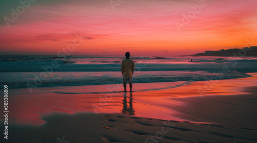 person watching sunset created with Generative AI technology © Robert Herhold