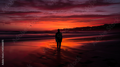 person watching sunset created with Generative AI technology