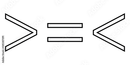 Less than greater than and equal symbol in mathematics. inequality symbols.