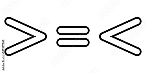 Less than greater than and equal symbol in mathematics. inequality symbols.