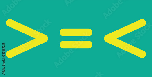 
Less than greater than and equal symbol in mathematics. inequality symbols.