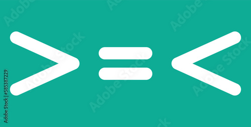 Less than greater than and equal symbol in mathematics. inequality symbols.