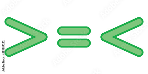Less than greater than and equal symbol in mathematics. inequality symbols.