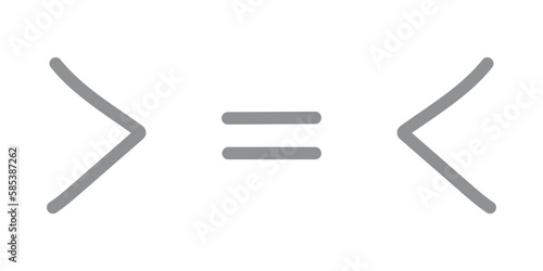 Less than greater than and equal symbol in mathematics. inequality symbols