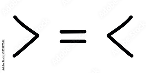 less than greater than and equal symbol in mathematics. inequality symbols