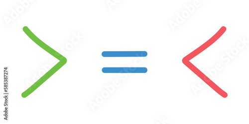 Less than greater than and equal symbol in mathematics. inequality symbols