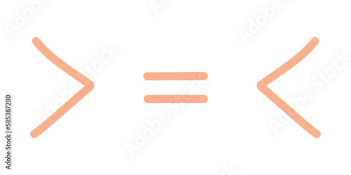 Less than greater than and equal symbol in mathematics. inequality symbols