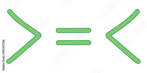 Less than greater than and equal symbol in mathematics. inequality symbols