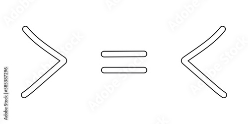 Less than greater than and equal symbol in mathematics. inequality symbols