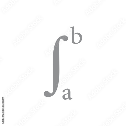 Black integral symbol in mathematics. Vector illustration isolated on white background.