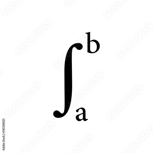 Black integral symbol in mathematics. Vector illustration isolated on white background.