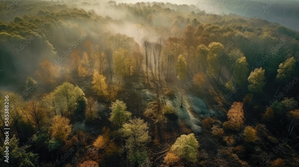 sunset in the forest created with Generative AI technology sunset in the forest created with Generative AI technology