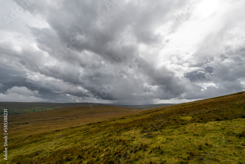 Scenic view of the green landscape at Benwee Head under a Dramatic Sky  County Mayo  Ireland