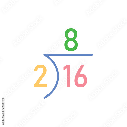 Division words in math. Parts of division. Dividend, divisor and quotient. Mathematics basic.