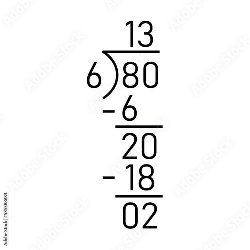 Long division steps. Parts of division. Properties of division. Divisor, dividend, quotient and remainder. Math for kids.